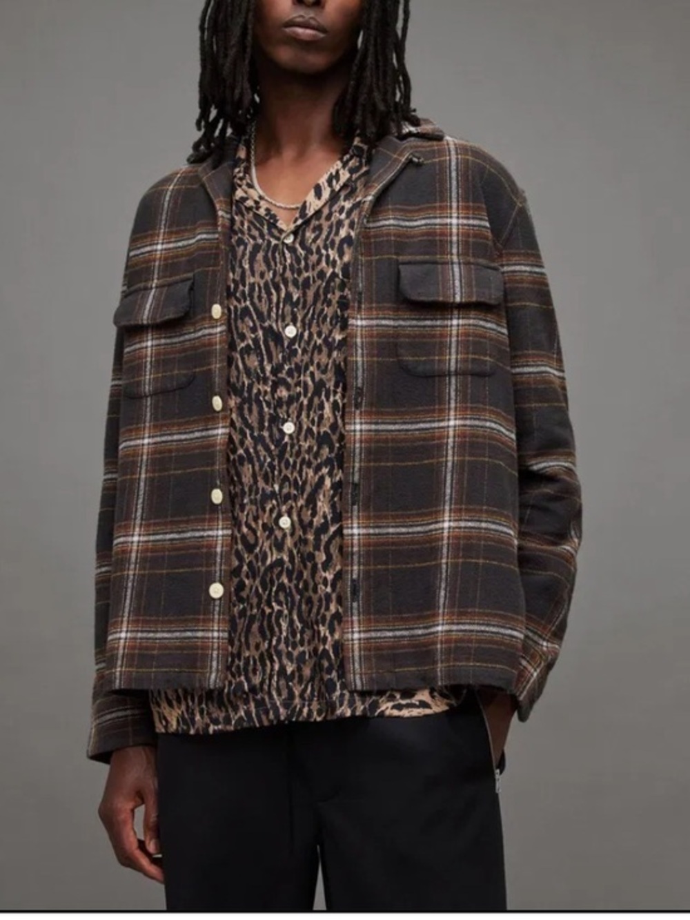 All Saints Isonde Checked Relaxed Fit Shirt size X-Large